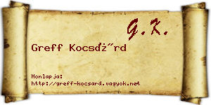 Greff Kocsárd névjegykártya